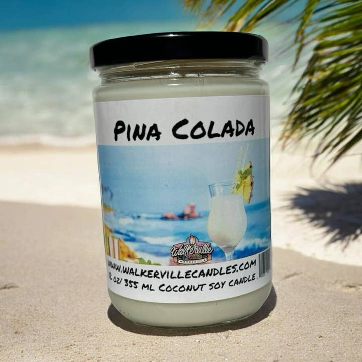 Candela ecologica da 12 oz al cocco e soia Pina Colada per la vendita all'ingrosso da parte di Walkerville Candles