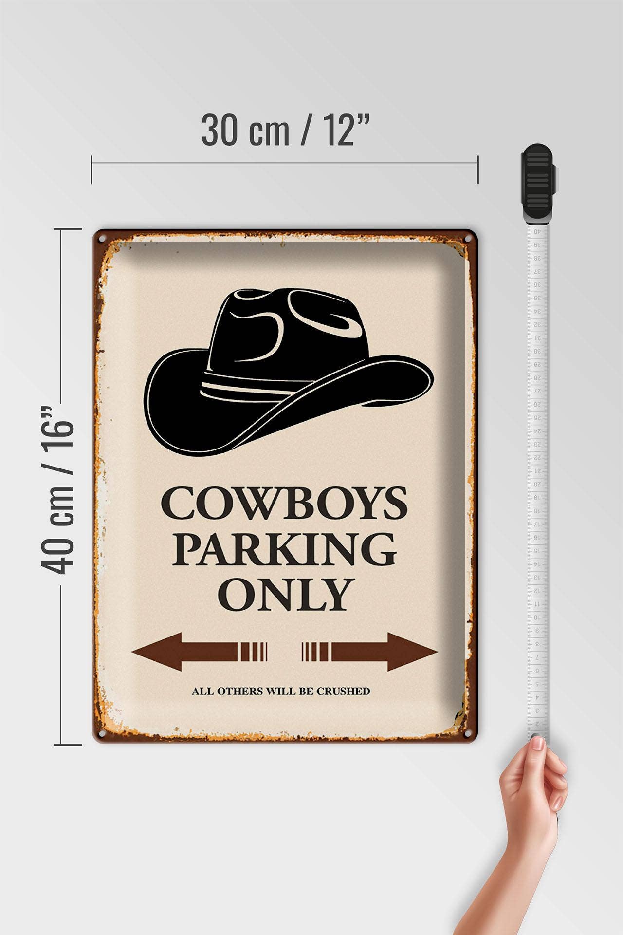 Femer – Großhandel Schilder – Blechschild Spruch 30x40 cm Cowboys parking only Metall Deko Schild4