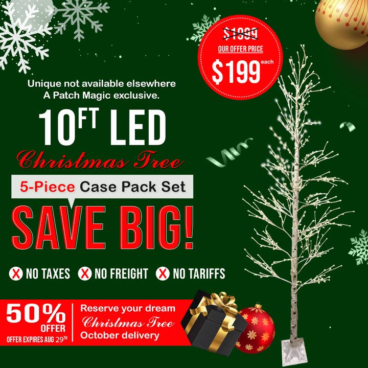 Case Pack of 5- 10 Foot LED Tree with 500 LEDs with Remote for wholesale by Patch Magic