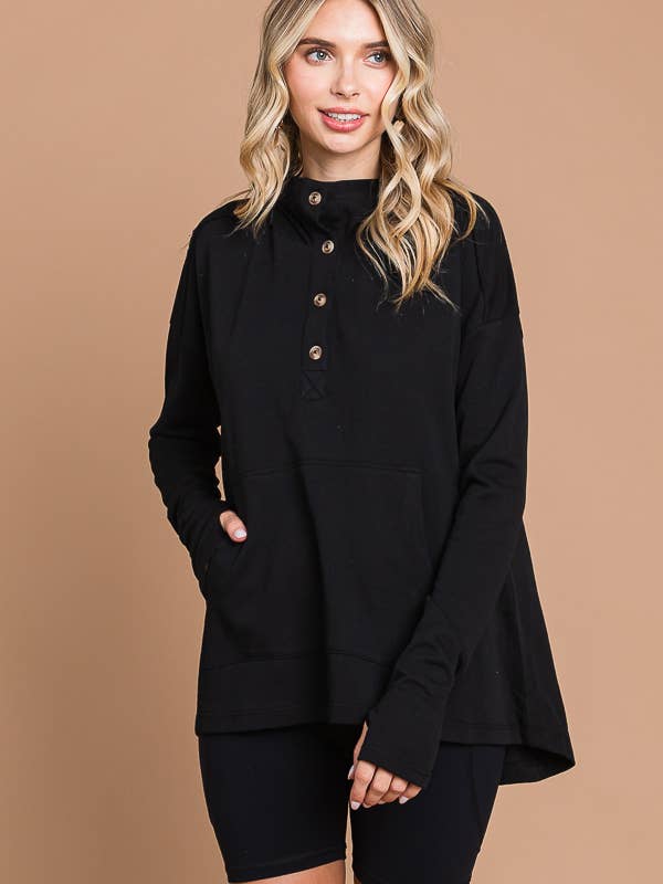 CFH1935LX - OVERSIZED FLARE HIGH & LOW HEM HOODIE TOP for wholesale by Culture Code