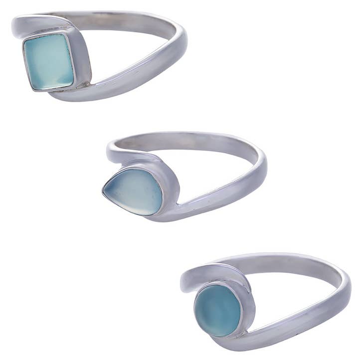 Blue Chalcedony Fancy Reverse Band Ring for wholesale by Kheops BLJ Jewelry