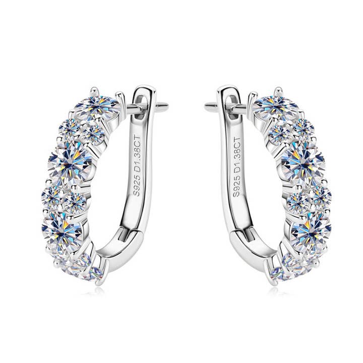 Perimade & Co. LLC - Wholesale Huggie Earrings - Moissanite Latch Back Huggie Earrings in 925 Sterling Silver