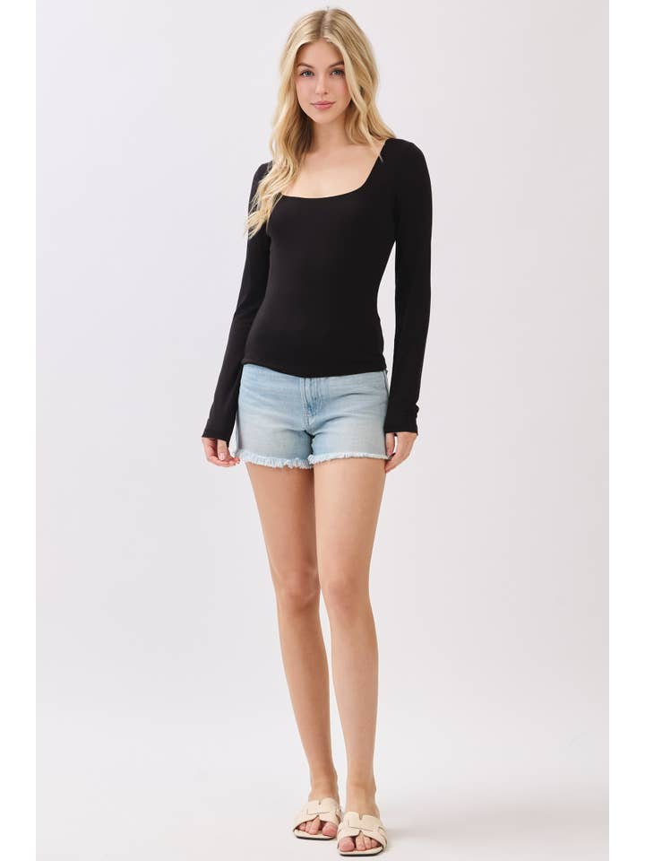 Final Touch - Wholesale Knit Top - Women's - Double Layer Square Neck Long Sleeve Top - VT1710950