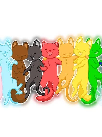 Rainbow of Kitties - LGBT Pride Cats - 5x7 Art Print - Handmade for wholesale by Cloud Cat Arts
