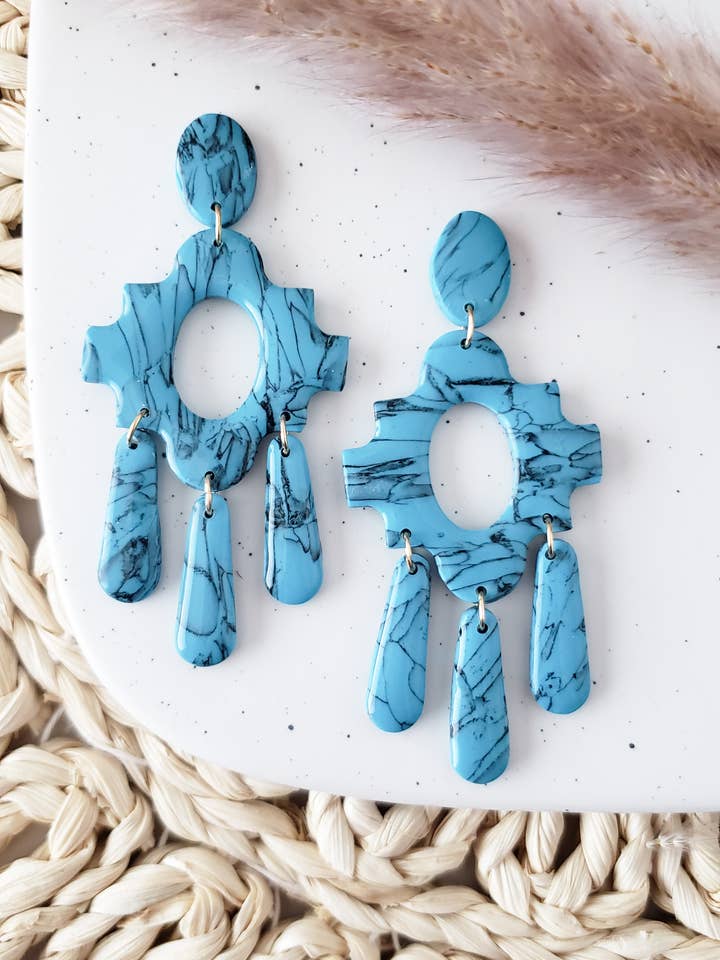 Orecchini Dreamcatch in finto turchese | Western Rodeo Statement per la vendita all'ingrosso da parte di LulaLina Design