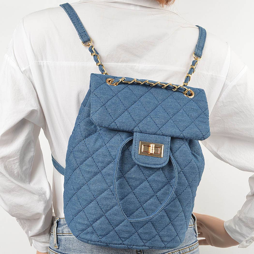 3AM BY H&D ACCESSORIES - Wholesale Backpack - Women's - Quilted Denim Backpack5