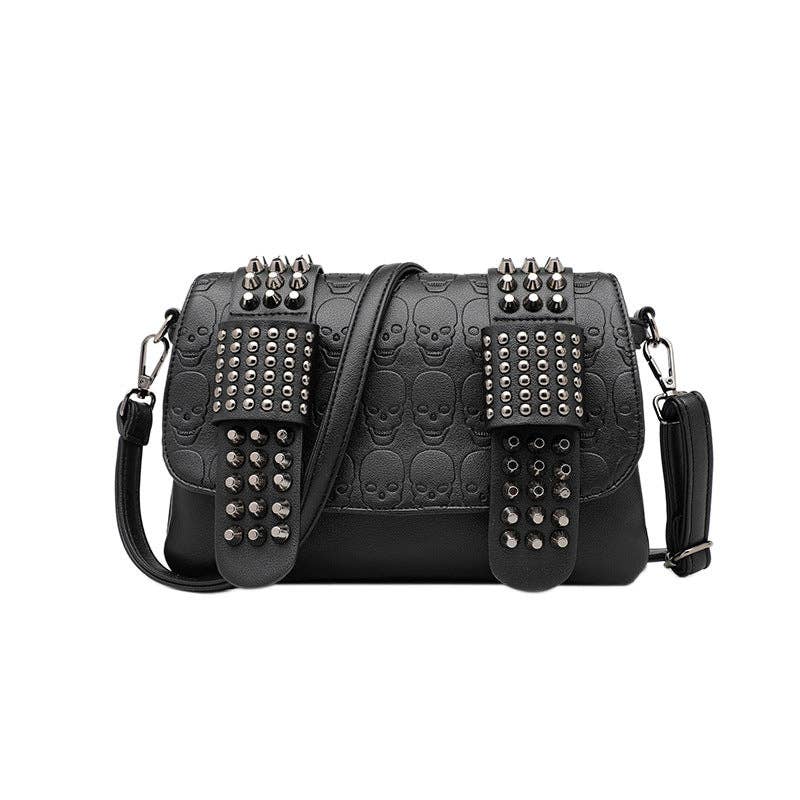 Tourtiwi - Wholesale Shoulder Bag - Women's - Embossed Skull Rivets Shoulder Bag0