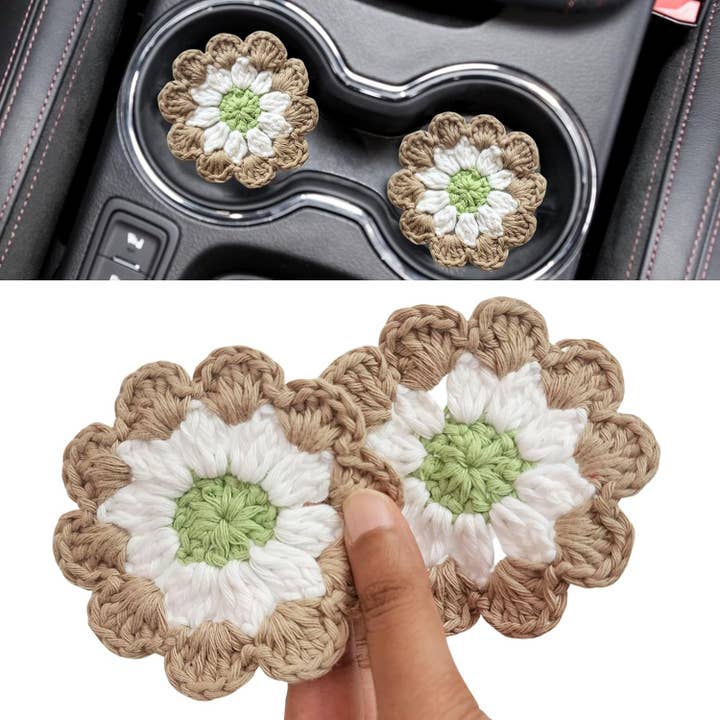 Dessous de verre en coton pour voiture | Dessous de verre pour voiture Accessoires de voiture mignons pour la vente par Handmade By Uruba