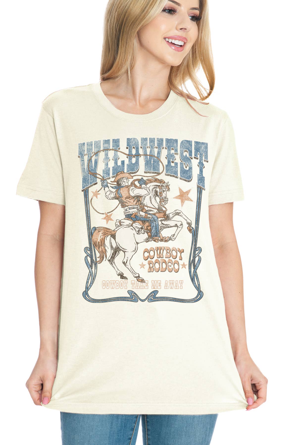Amused by Blue - Wholesale Screen Printed T-Shirt - Women's - WILD WEST5