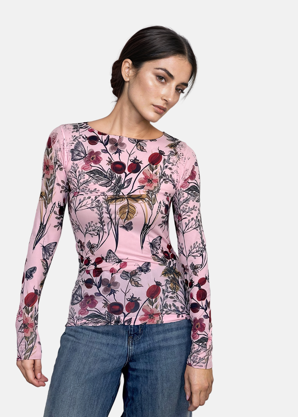 AMB Designs – Engroshandel Bluse - Dame – Hello Blossom Second Skin Raw Edge Top3