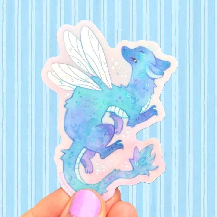 Fairy Dragon Iridescent Sticker for wholesale by Rowan Kingsbury