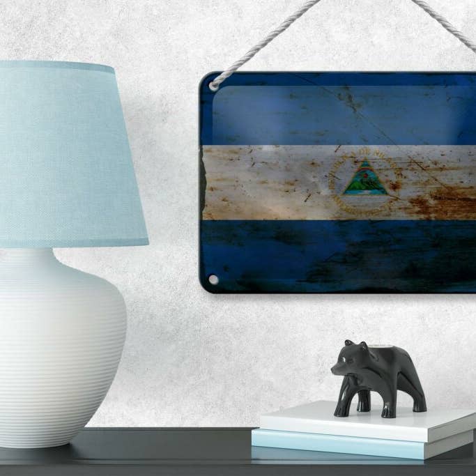 Femer - Wholesale Sign - Nicaragua flag 18x12 cm Nicaragua rust decorative sign3