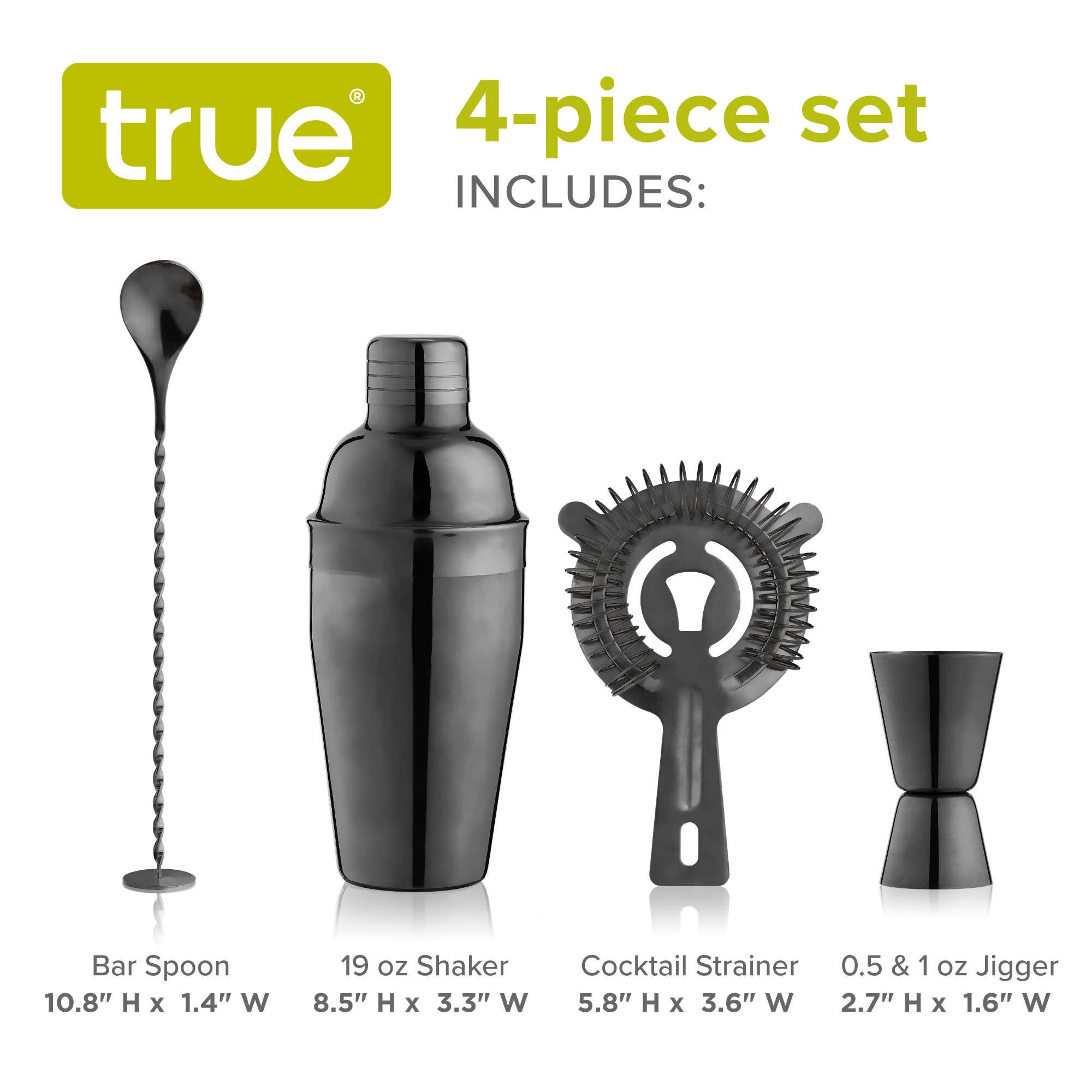 TRUE - Wholesale Bar Tool - Stainless Steel Barware Set of 4 ASSORTED COLORS14
