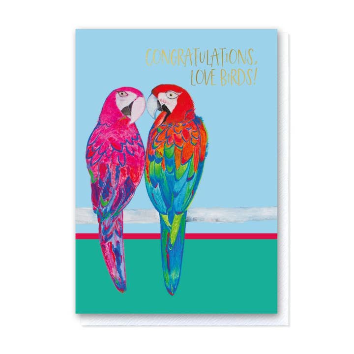 Percy & Penelope Parrots - Congratulations, Love Birds for wholesale by Grace Jackson Design