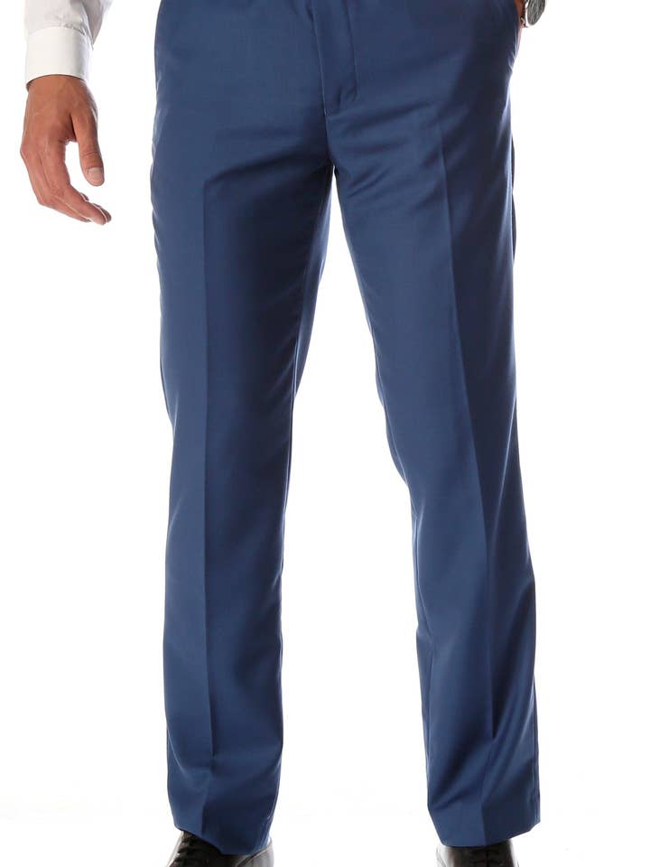 Ferrecci Men's Halo Indigo Slim Fit Flat-Front Dress Pants for wholesale by Ferrecci