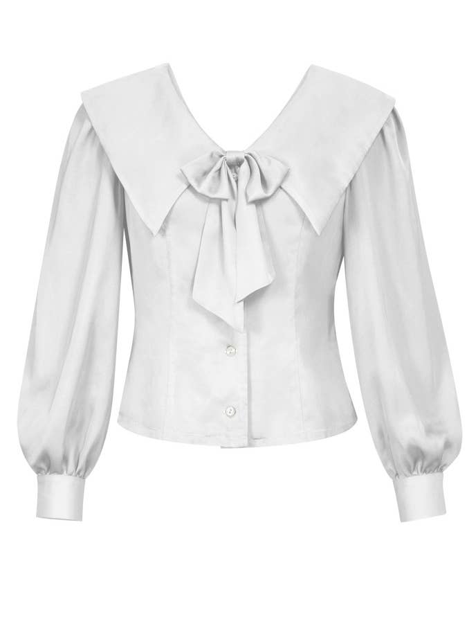 Chic Star Bluse mit Schleife aus Viskose in Weiß 030824 für den Großhandel von CHIC STAR