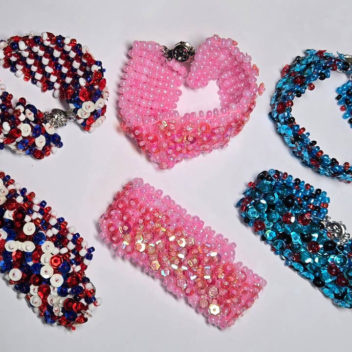 Fiona Accessories - Wholesale Beaded Bracelet - Sequin Handmade Beaded Bracelet button closure (mix)6