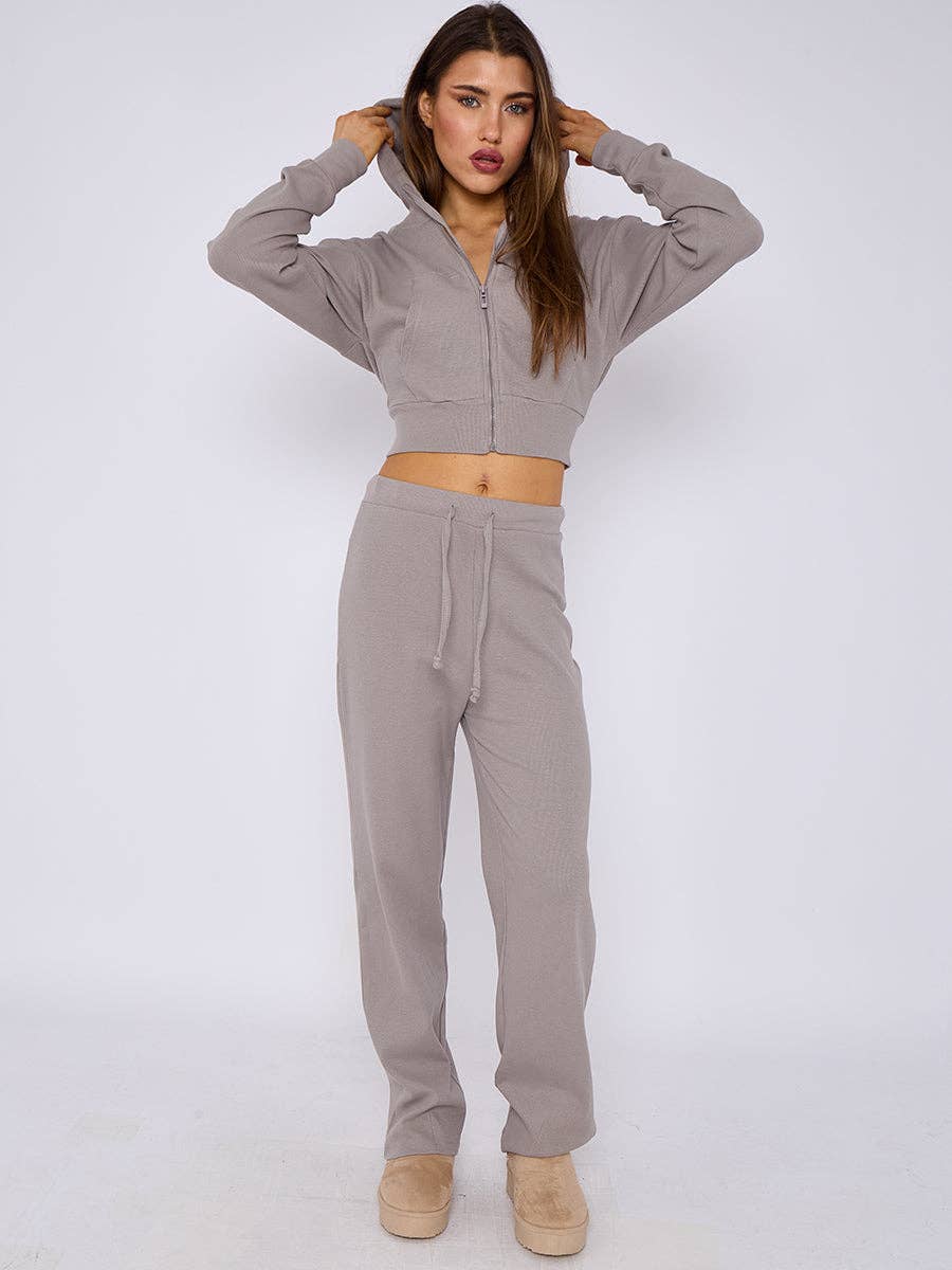 AX Labels - Wholesale Lounge Set - Women's - Interlock Cropped Zip Hoodie and Flared Trouser Set32