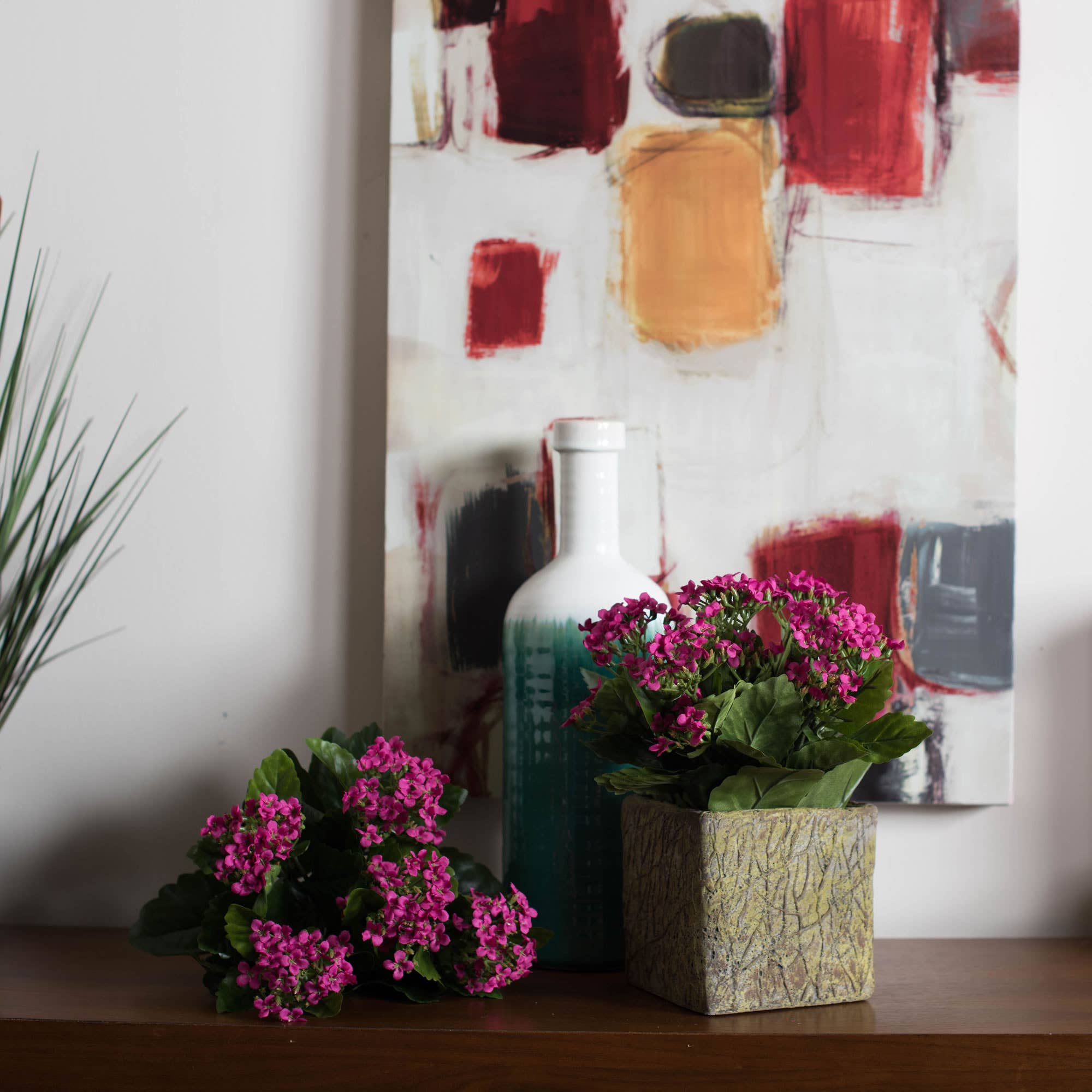 Vickerman 17.25" Artificial Hot Pink Kalanchoe Bush. for wholesale on Faire1