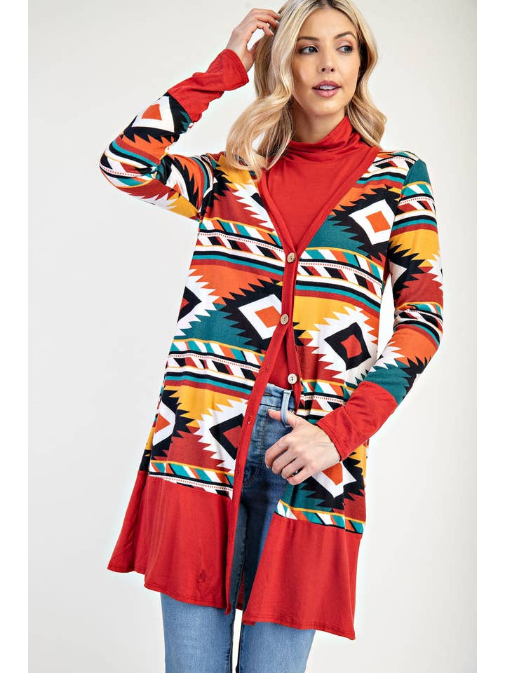Stylish Wholesale - Wholesale Cardigan - Women's - AZTEC PRINT CARDIGAN-CLCT43723F-A12