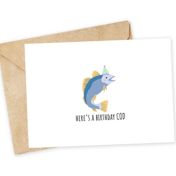 Chewy Lemon Studio - Wholesale Birthday card - Funny Birthday COD Fishing Greeting Card Handmade
