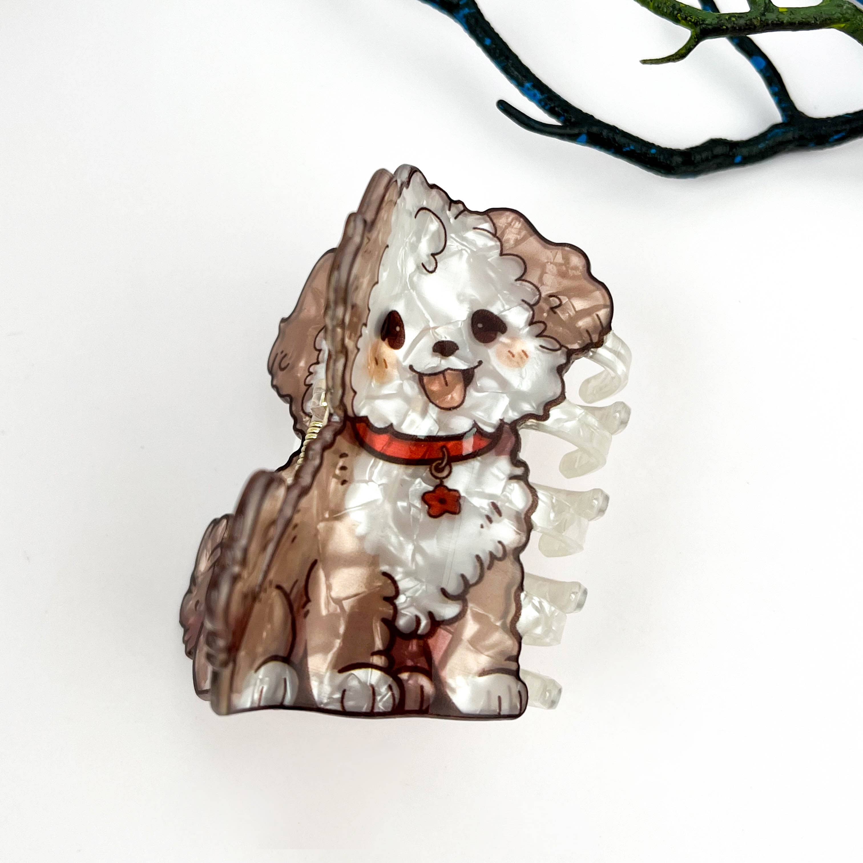 mildstyles – wholesale Hårklämma - Dam – Smile Dog Print Akryl Hårkloklämma1