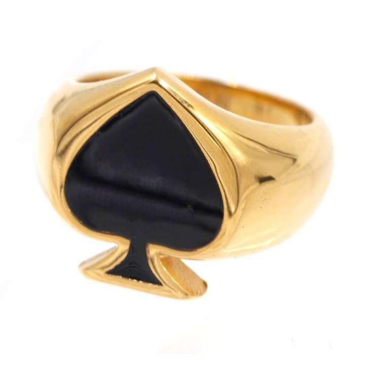 Anello Artigianale Asso di Picche Nero - A-485 per la vendita all'ingrosso da parte di Awaken