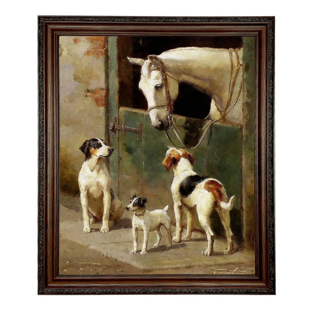 Madison Bay Co. - Historical Home Decor Reproductions - Wholesale Art Print - Dog and Horse at Stable Vintage Painting Print on Canvas9