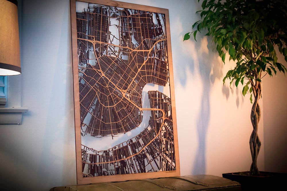 One Man One Garage - Wholesale Wall Accent - City Maps, Large 24x36" Perfect Housewarming Gift! Wooden Street Cutouts20
