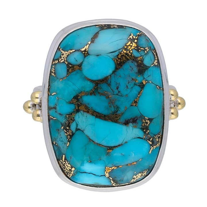 Sterling Silver Blue Copper Turquoise Emberline Ring for wholesale by Tiramisu