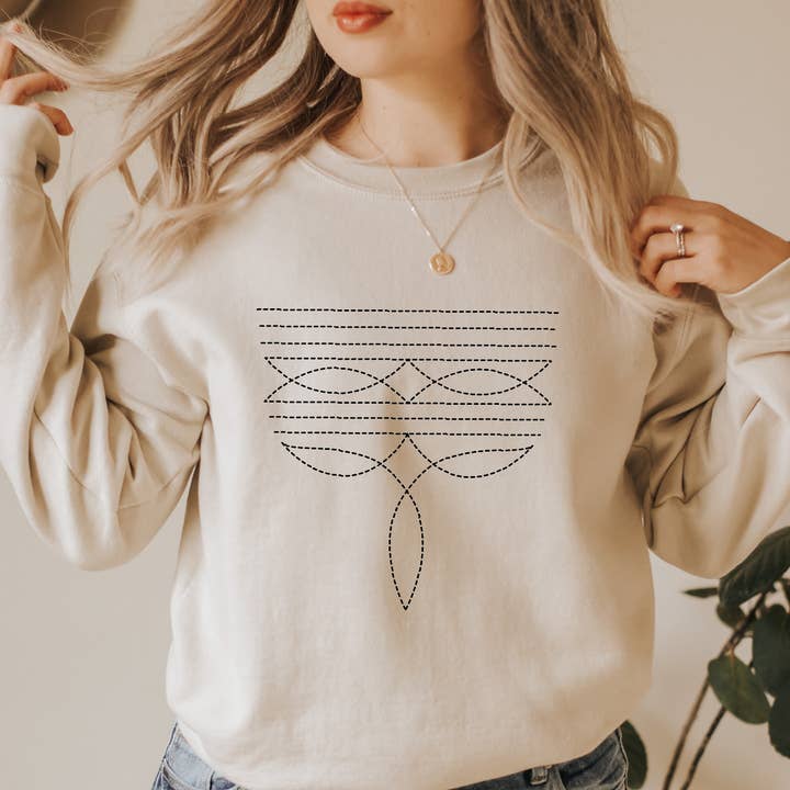 Three Girls Shop - Wholesale Graphic Sweatshirt - Unisex - Boot Stitch Sweatshirt | Cowgirl Western Sweatshirt0