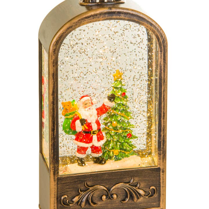 Starlight Collection – wholesale Snow globe – Brown LED Lantern Snow Globe with Swirling Glitter