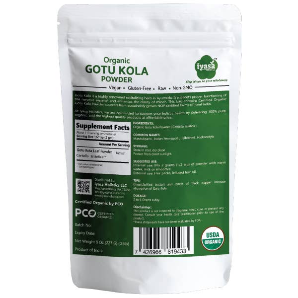 Iyasa Holistics – wholesale Protein/superfood powder – Organic Gotu Kola Powder3