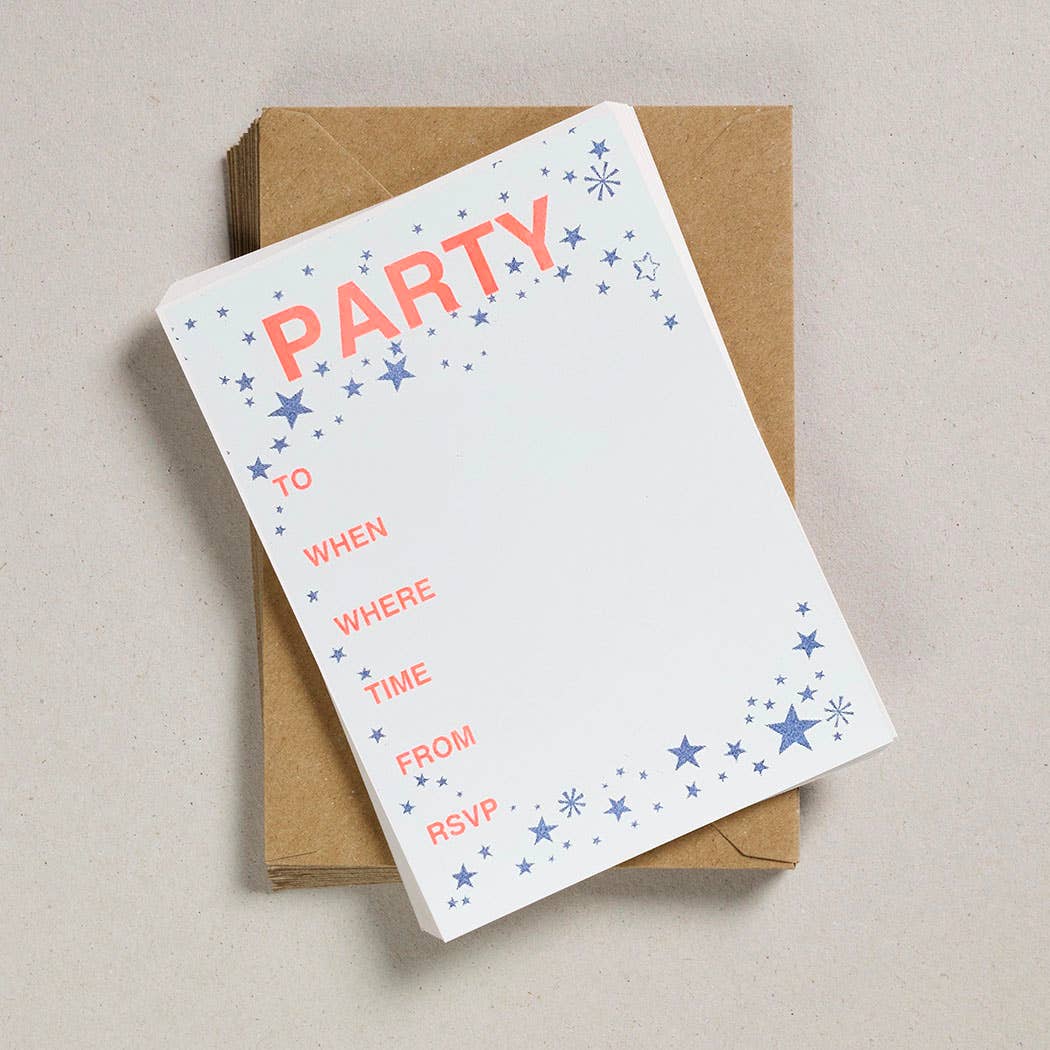 Petra Boase Ltd (US Duties Paid) - Wholesale Invitations - A6 Party Invites - Blue & Orange0