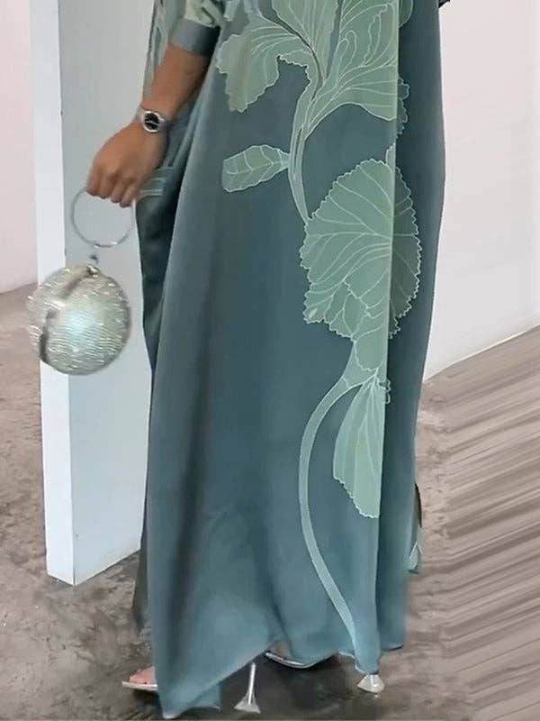 Sheer Trend - Wholesale Dress - Women's - Floral Muslim V-Neck Dress7