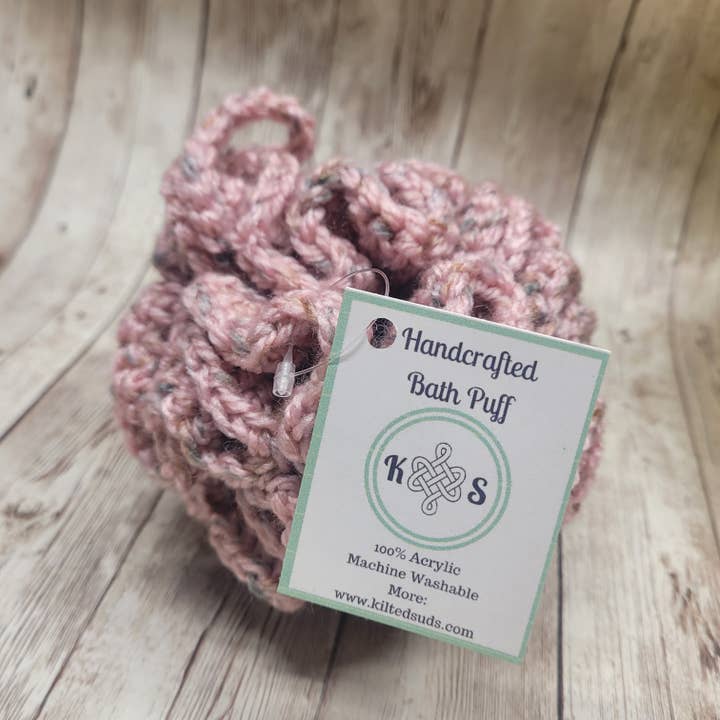 Kilted Suds - Wholesale Bath Pouf/Sponge - Pink Heather Shower Puff Bath Sponge