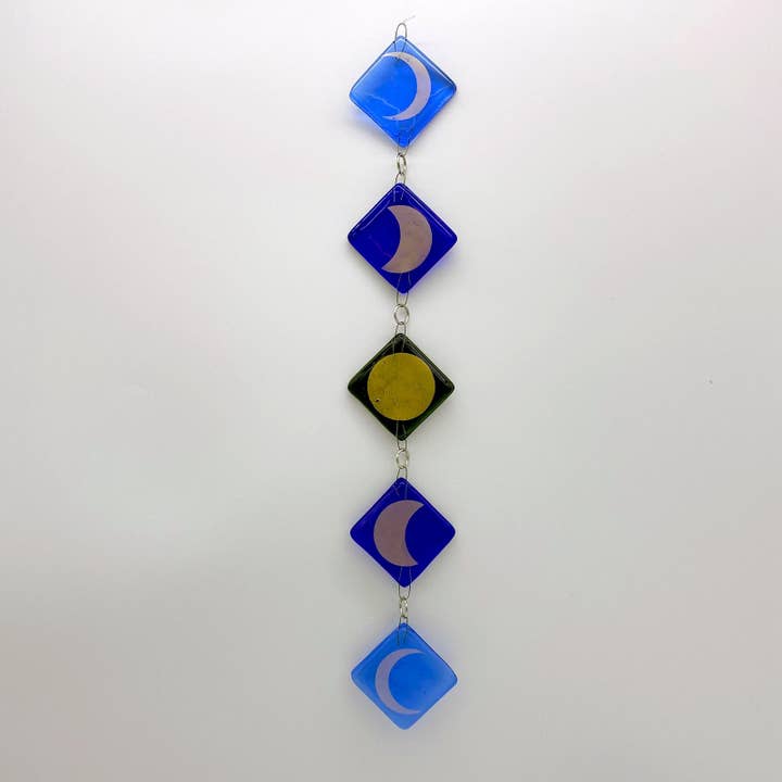 Moon Phases Sun Catcher for wholesale by Kiku Handmade | Contemporary Fused Glass Home Goods