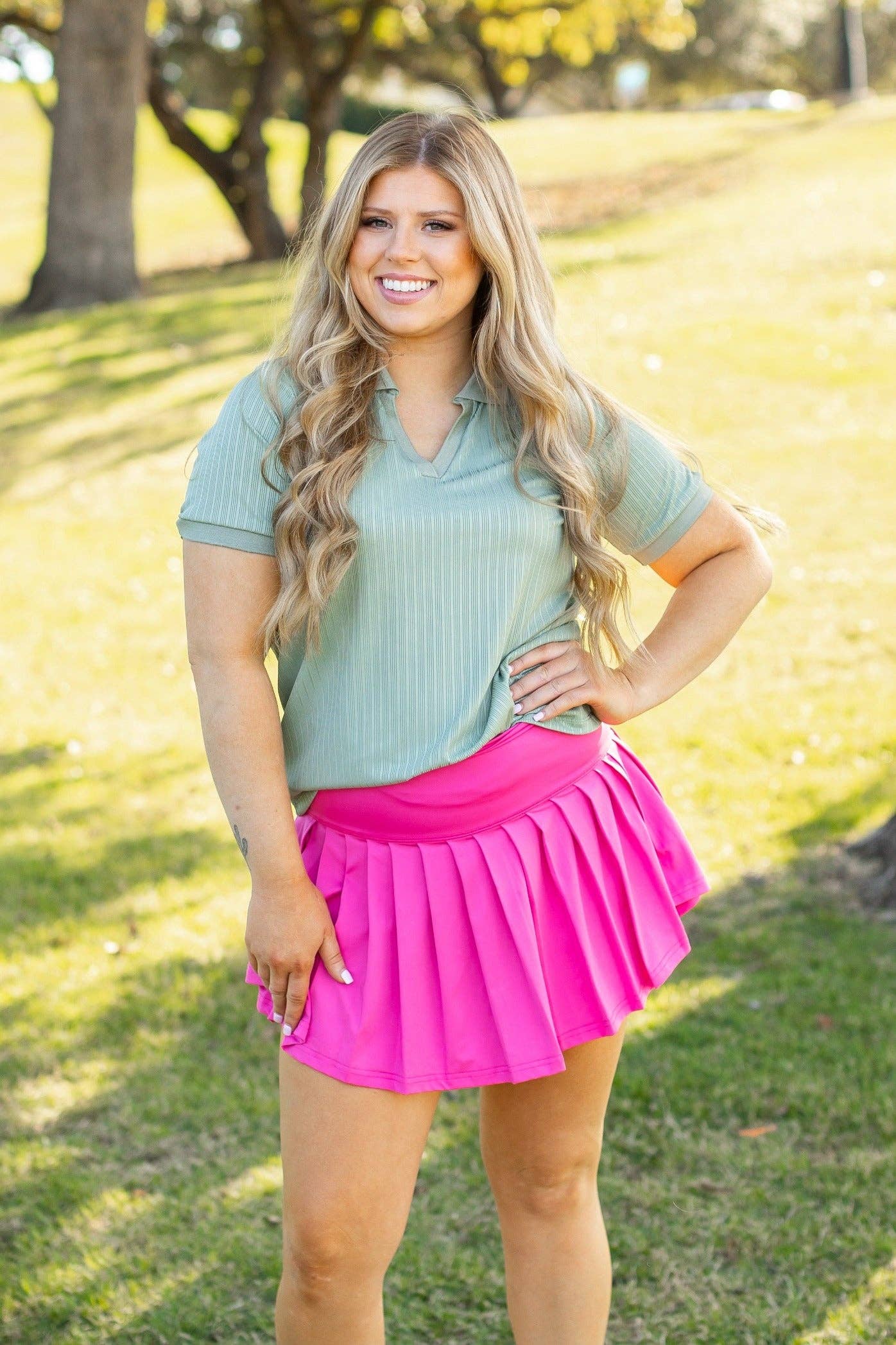 Vert Haut polo en maille côtelée, vert sauge en vente sur Faire9