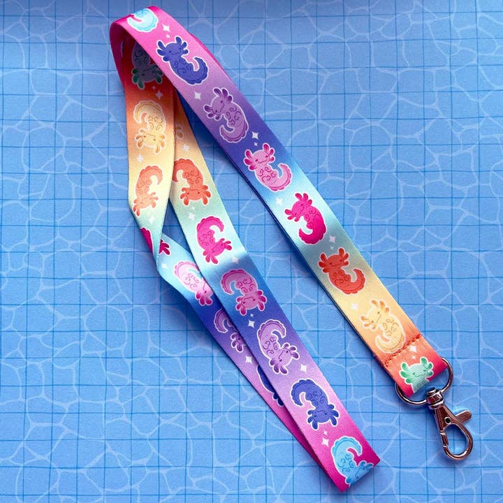 Lanière Ruban Axolotl Arc-en-ciel pour la vente par Nicole Alt Delete
