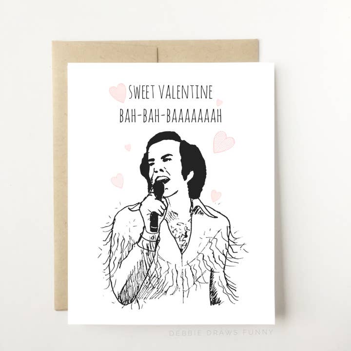 Søde Valentine Neil Diamond Sjove Valentinsdagskort for engroshandel hos Debbie Draws Funny