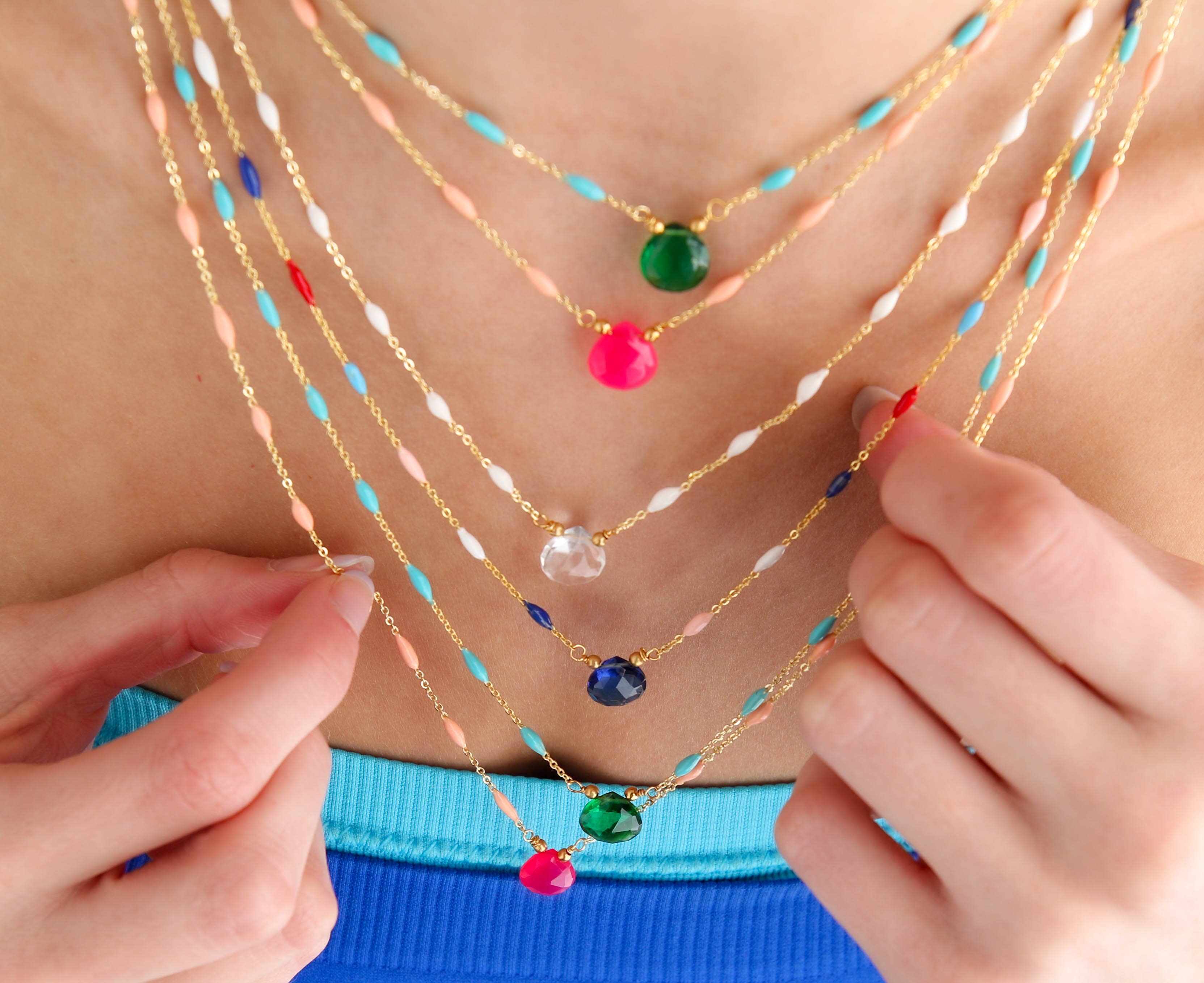 Catherine Page Jewelry – Großhandel Kette mit Anhänger/Charm – Pebble Layering Halskette in Weiß1