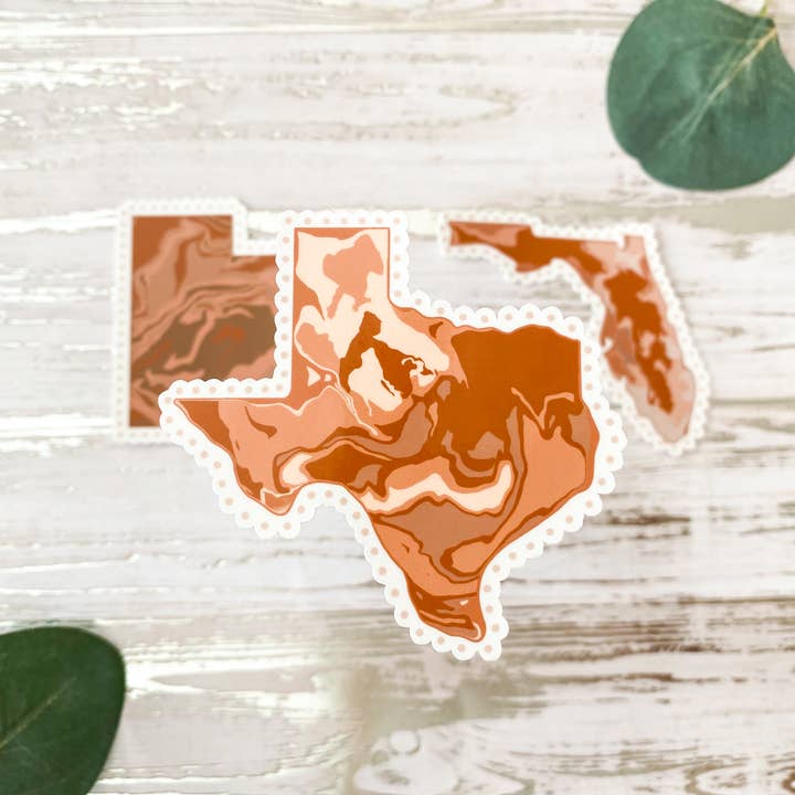 Texas Sticker | Marble Texas Sticker | Matte Weatherproof for wholesale by Raquel Illustration