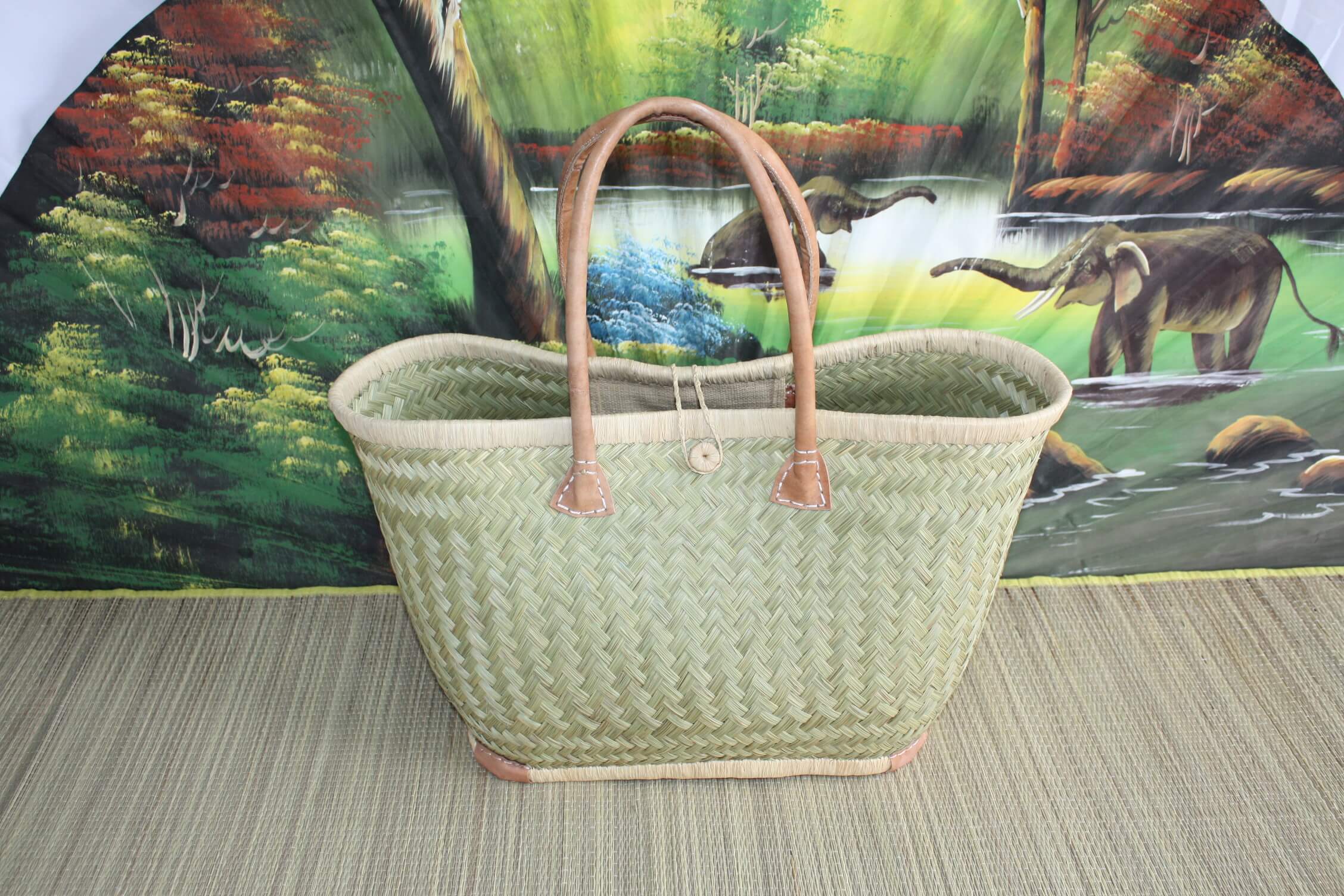 Boutique Huléti - Wholesale Beach Bag - NICE Straw tote bag basket - 3 SIZES - Long handles - ideal shopping, markets, work, beach... raffia rush palm tree6