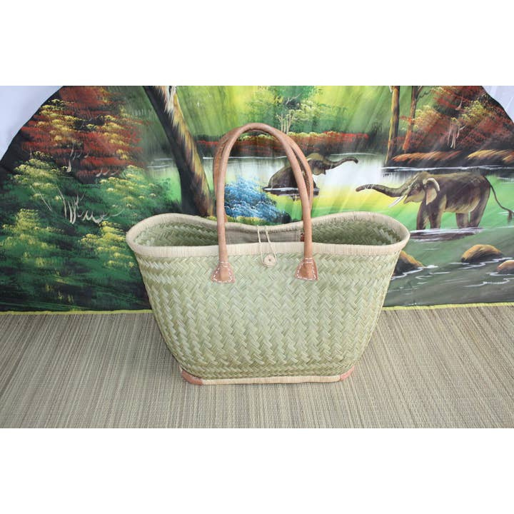 Boutique Huléti - Wholesale Beach Bag - NICE Straw tote bag basket - 3 SIZES - Long handles - ideal shopping, markets, work, beach... raffia rush palm tree6