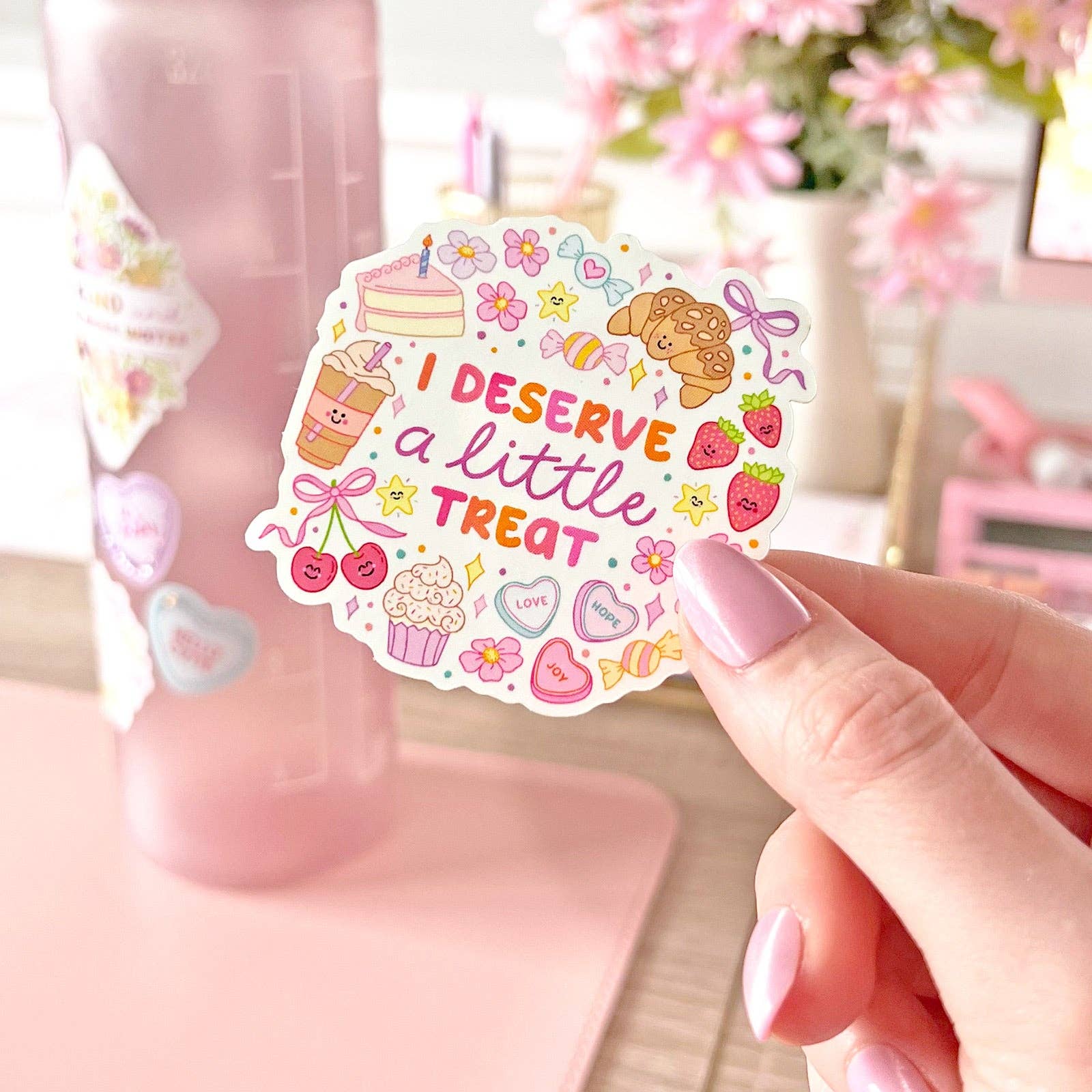 The Rosy Redhead - Wholesale Sticker - I Deserve A Little Treat Positive Cute Waterproof Sticker1