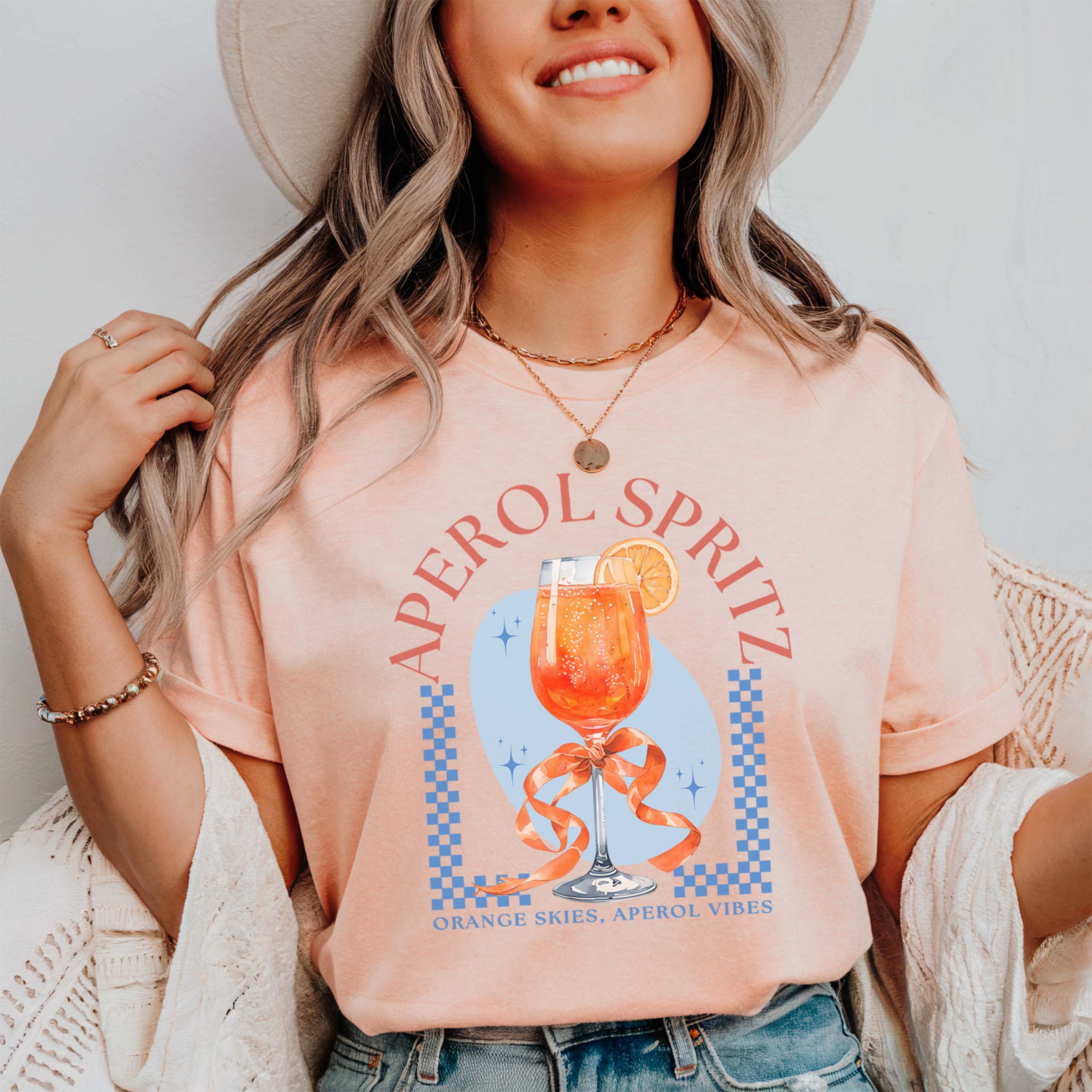 Limeberry Designs - Wholesale Screen Printed T-Shirt - Women's - Aperol Spritz Orange Skies Comfort Color Tee1
