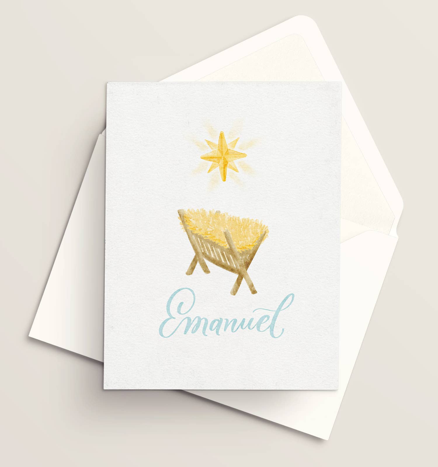 Vivi Furlong - Wholesale Christmas Card - Manger and star in watercolor Christmas greeting card | Christian greeting card | Hand-made greeting card | Holiday greeting card | Christmas cards | Christmas 2025 | Faith-based 2