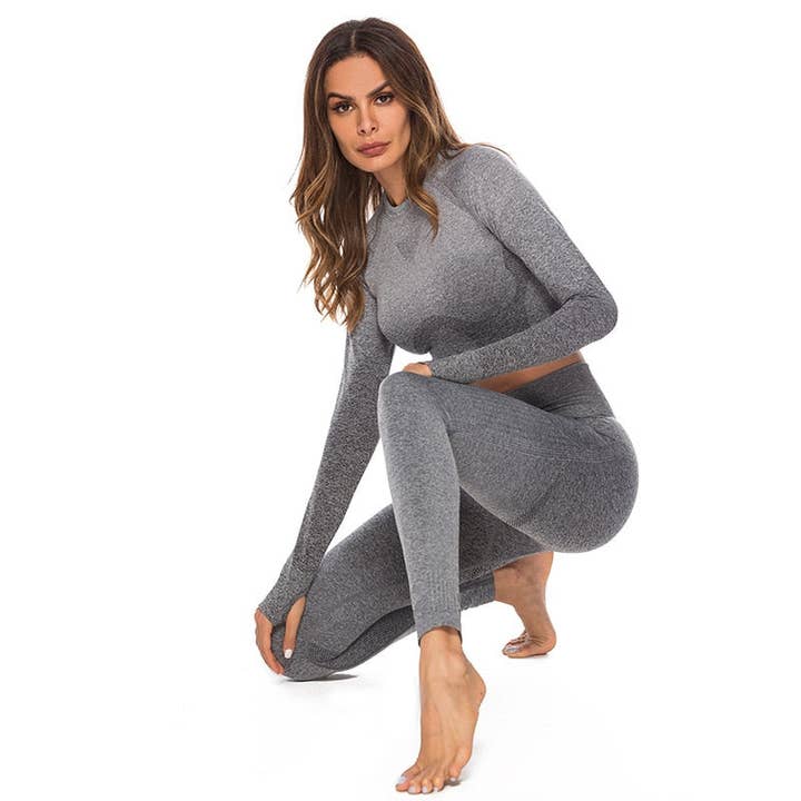 React Activewear - Wholesale Athletic/Lounge Leggings - Women's - React Seamless Ombre Legging - Grey