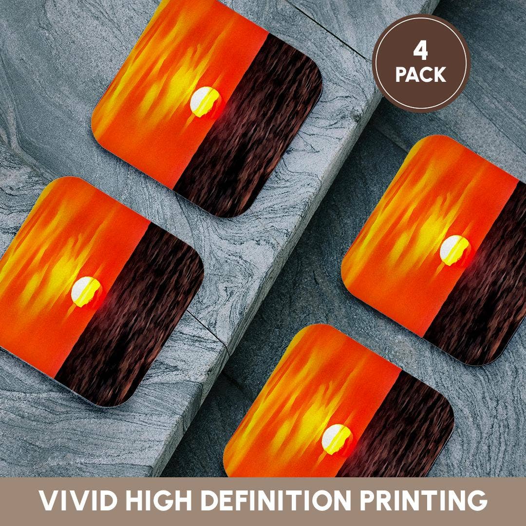 3dRose - Vente Sous-verre - 3dRose, Coucher de soleil artistique orange égéen Akyaka, Dessous de verre12