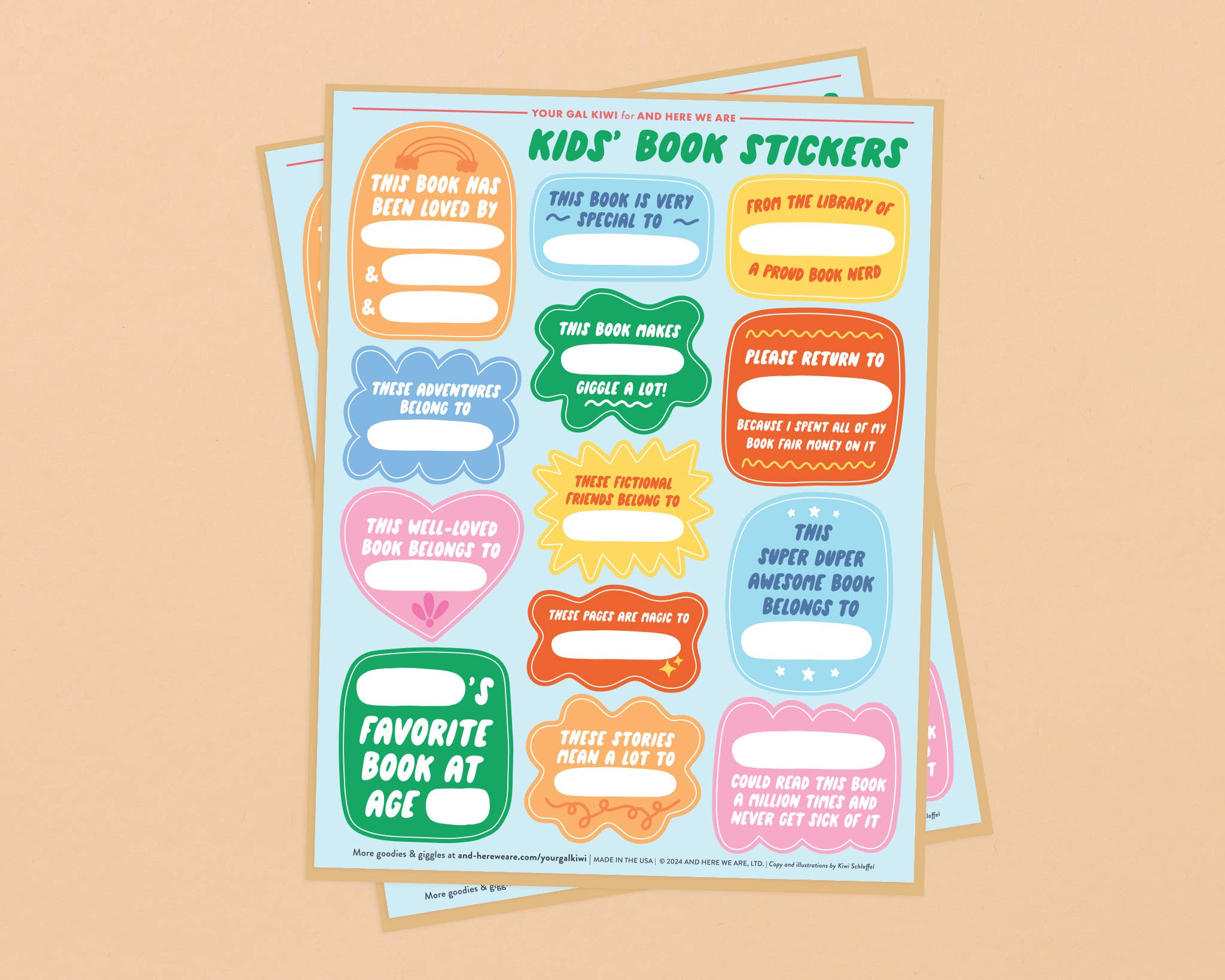And Here We Are - Wholesale Book Plate - Kids' Book Plate Sticker Sheets (2) -  - Stocking stuffer, Holiday, Gift GuideChild Reader, Book Lover,  3